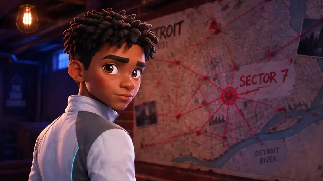 Zay in front of a city map